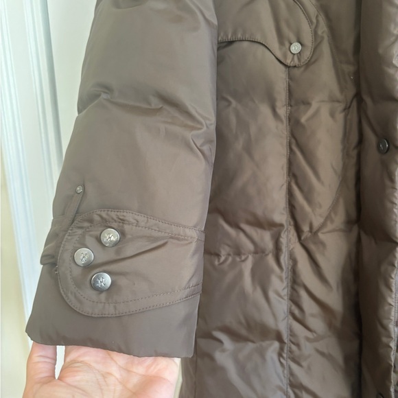 Cole Haan Down Puffer Quilted Coat Brown with Pillow Collar, Medium - Picture 3 of 6